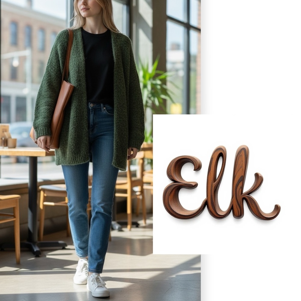 ELK green alpaca wool blend grandpa sweater Size S/M